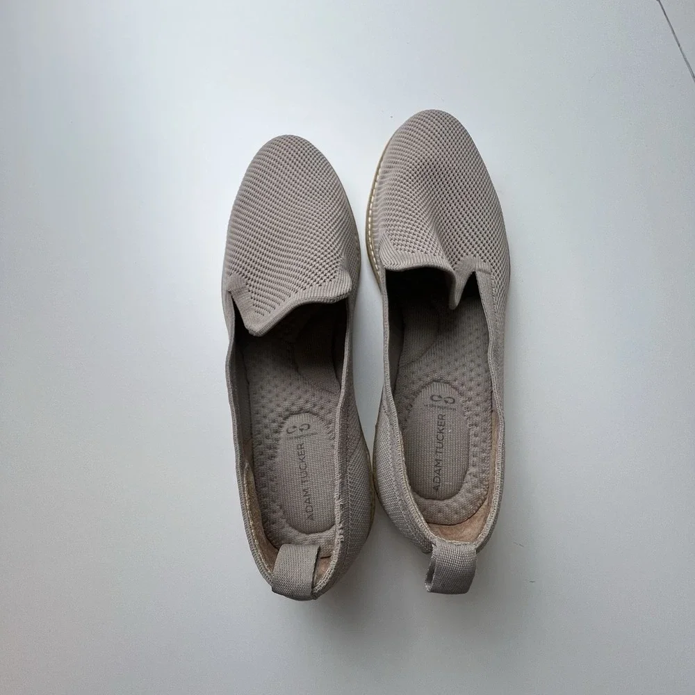 Adam Tucker Honor Mesh  Knit Slip On Flat  Shoes Women's 8.5 M  Taupe Textile